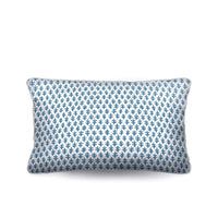 Add a coastal touch with the Chicken Lumbar Cushion. Crafted from cotton canvas featuring a cadet blue foulard and white piping. Order yours now!