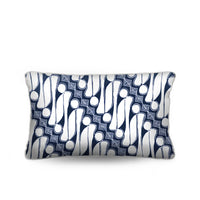Bring a relaxed coastal touch to your home with the Sulawesi Lumbar Cushion. Features a white Batik on storm blue cotton canvas. Order yours!