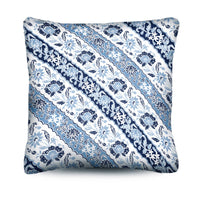 Elevate your home with the exotic Sumatra Cushion. Features a blue and white diagonal Batik reversing to classic ticking. Explore the range today!