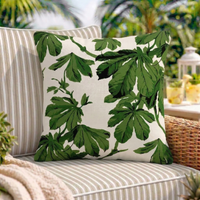 Bring nature indoors with the Savanna Leaf Cushion. Features verdant chestnut leaves on ivory cotton, reversing to Hickory Ticking. Shop the look now!