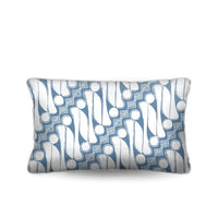 Elevate your sofa or bed with the island-inspired Sulawesi Lumbar Cushion. Features a white Batik on cadet blue cotton canvas. Upgrade today!