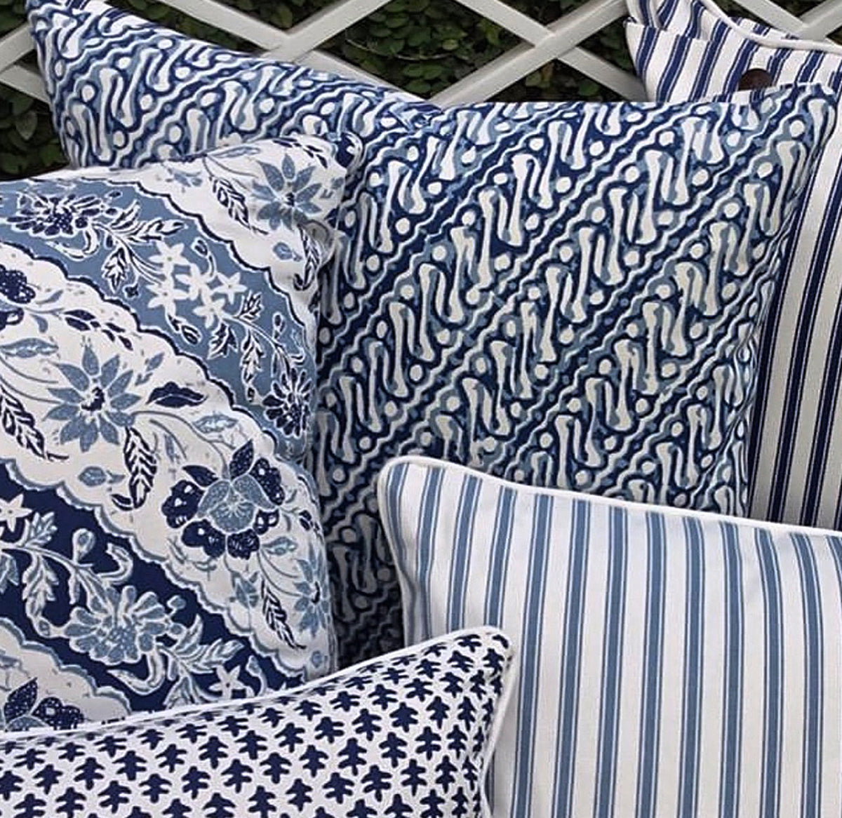 Discover the artisanal beauty of the Jawa Cushion. Inspired by Indonesian heritage textiles in storm blue cotton canvas. Explore the collection now!