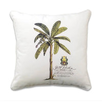 Botanical palm artwork on cotton with white piping. From the Stuart Membery Grand Bahamas Collection