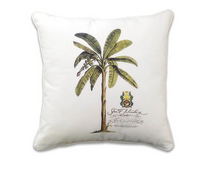 Botanical palm artwork on cotton with white piping. From the Stuart Membery Grand Bahamas Collection