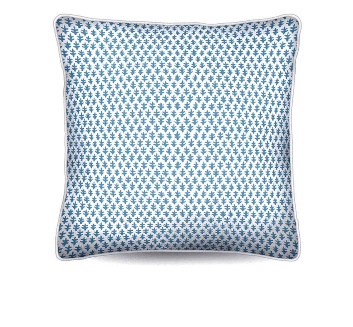 Enhance your space with the Chicken Cushion in premium cotton canvas. Features a cadet blue foulard design with crisp white piping. Get yours!