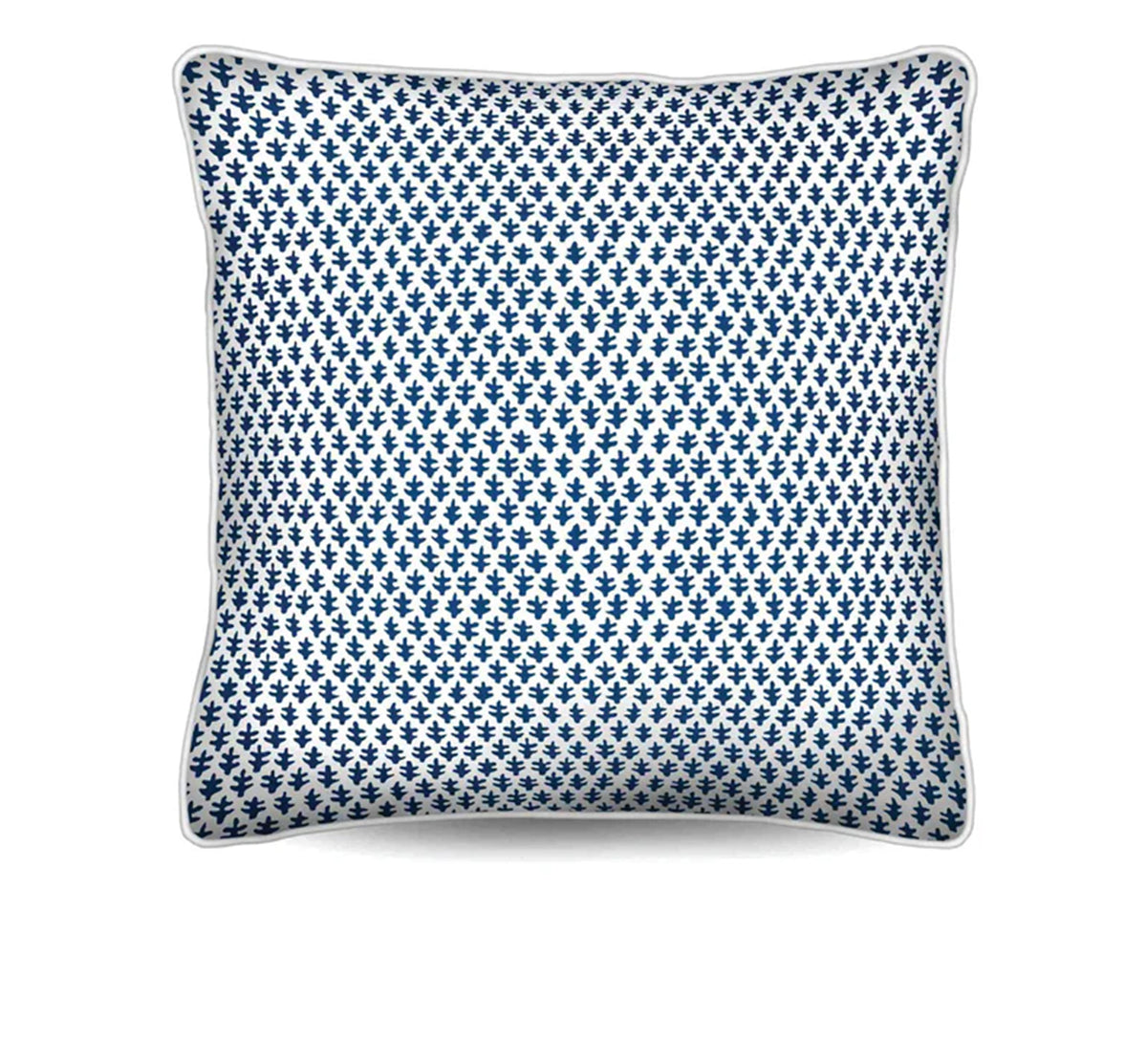 Upgrade your decor with the Chicken Cushion in premium cotton canvas. Features a storm blue foulard design and white piping. Shop the look!