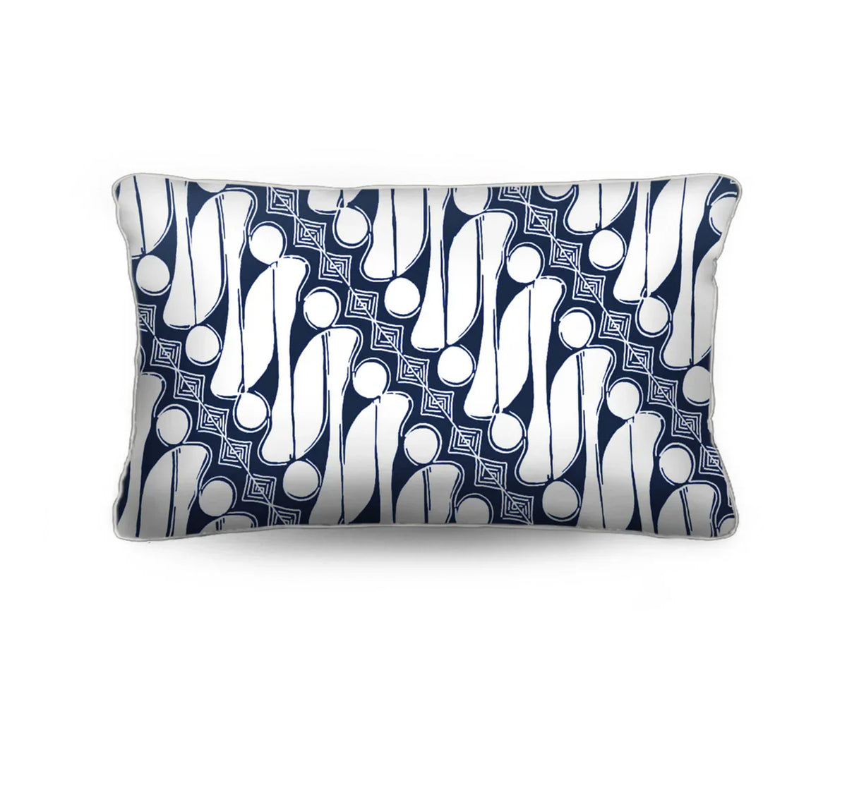 Bring a relaxed coastal touch to your home with the Sulawesi Lumbar Cushion. Features a white Batik on storm blue cotton canvas. Order yours!