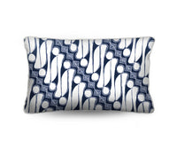Bring a relaxed coastal touch to your home with the Sulawesi Lumbar Cushion. Features a white Batik on storm blue cotton canvas. Order yours!