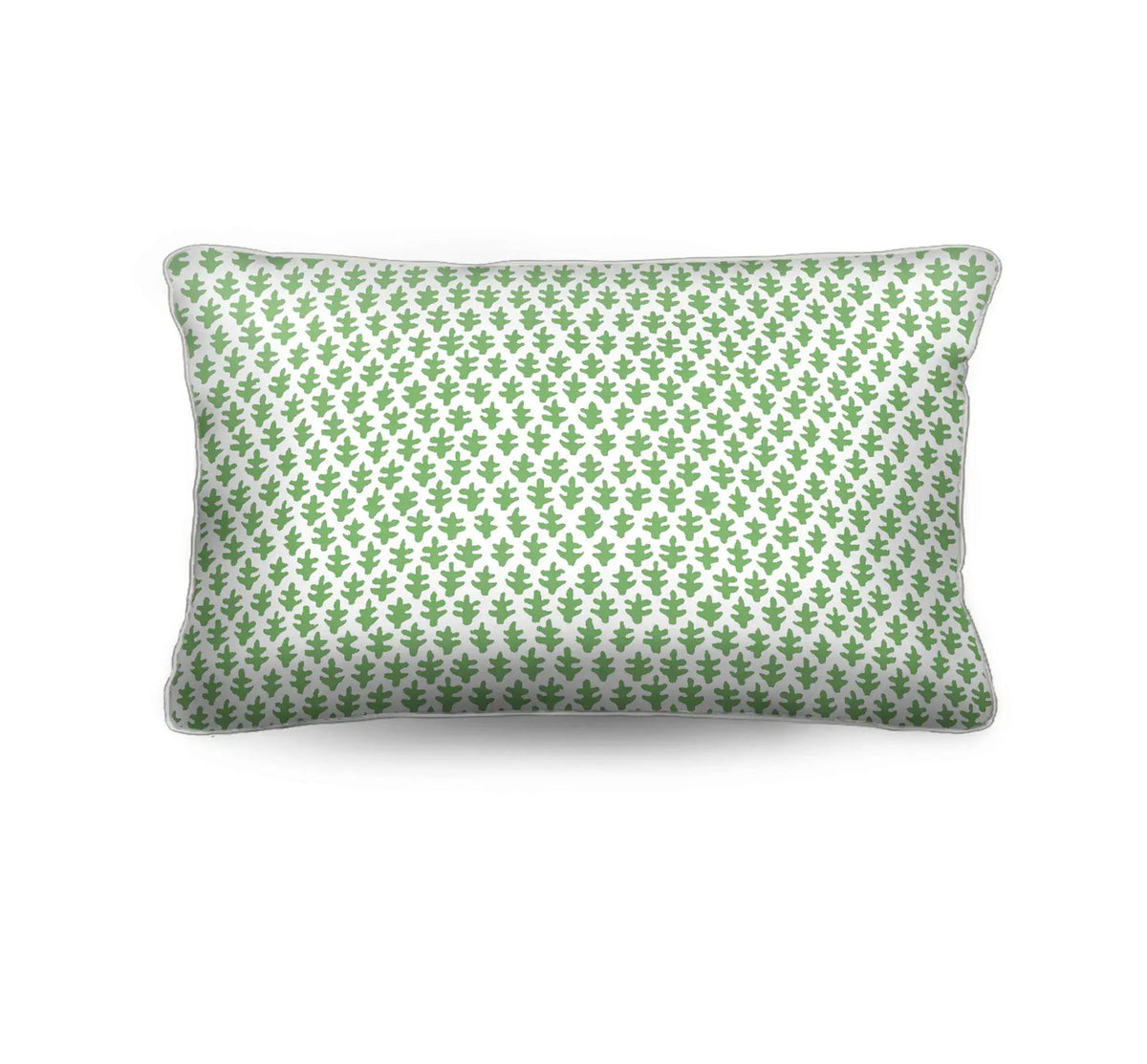 Refresh your space with the Chicken Lumbar Cushion in parrot green foulard. Crafted from lightweight cotton canvas with white piping. Upgrade your home!