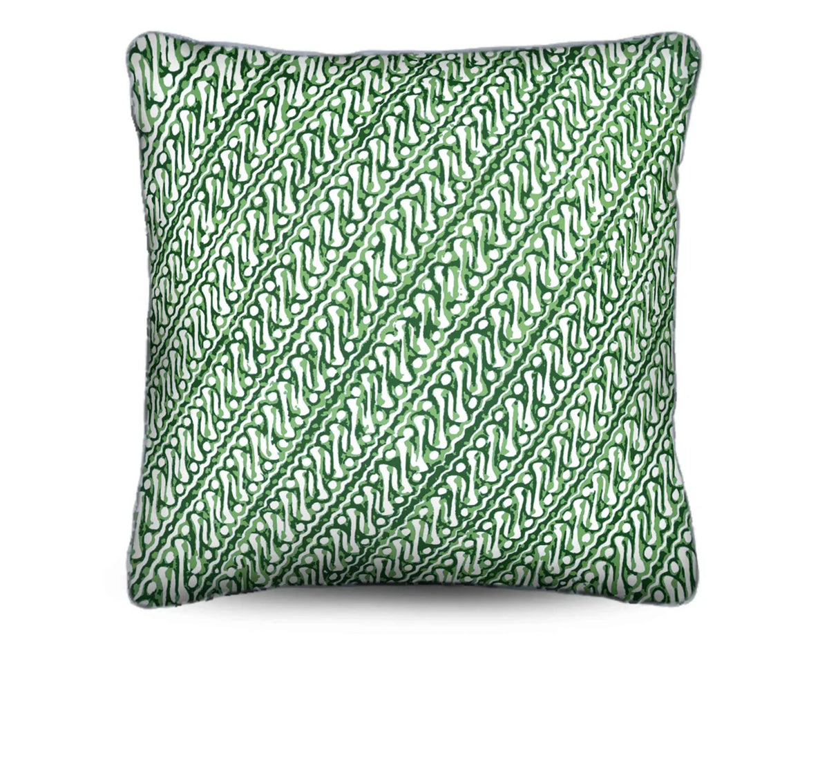 Infuse your space with the artisanal beauty of the Jawa Cushion. Features a parrot green batik design on lightweight canvas. Discover yours now!