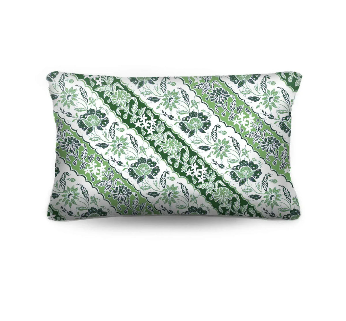 Bring an exotic island feel to your home with the Sumatra Lumbar Cushion. Features a green and white diagonal Batik reversing to crisp ticking. Discover now!
